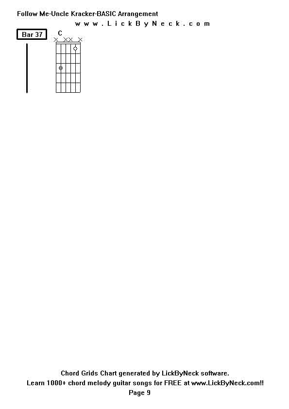 Chord Grids Chart of chord melody fingerstyle guitar song-Follow Me-Uncle Kracker-BASIC Arrangement,generated by LickByNeck software.